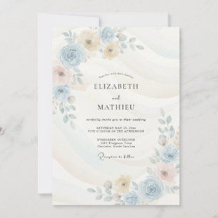 Champagne Powder Blossom Wedding Invitation