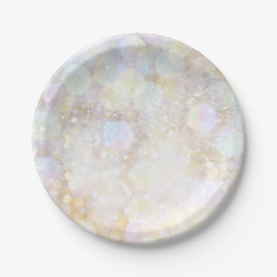 Champagne Rainbow Bokeh Glitter Glam Party Paper Plate