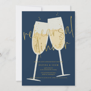 Champagne Rehearsal Dinner Invitation