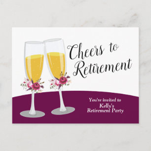 Champagne retirement Party Invitation Postcard
