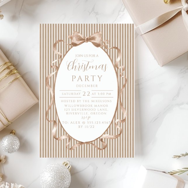 Champagne Ribbon Christmas Invitation (Creator Uploaded)