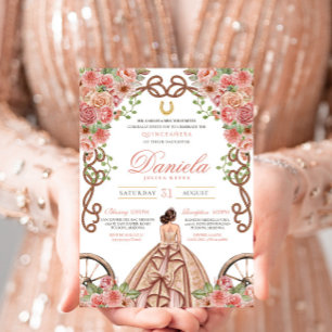 Champagne & Rose Gold Western Charro Quinceanera Invitation