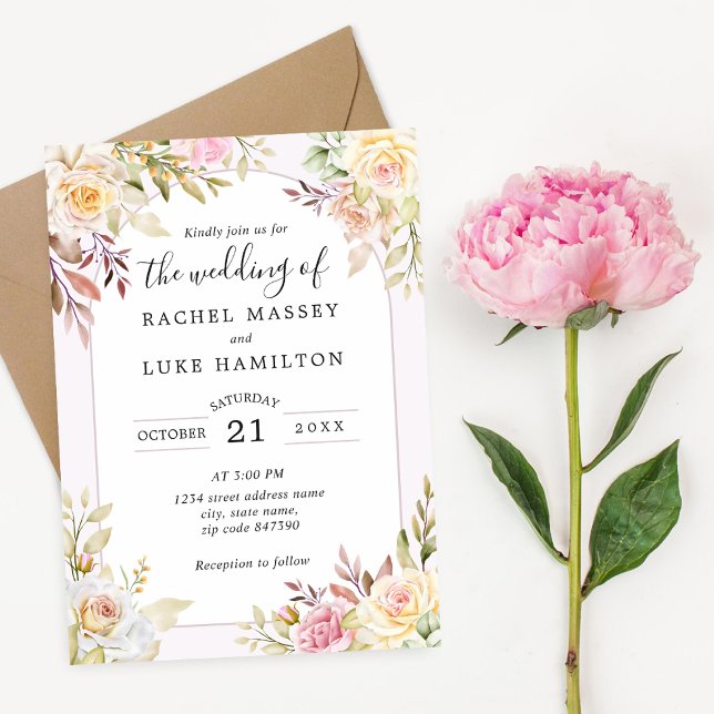 Champagne Roses Chic Wedding Invitation (Creator Uploaded)