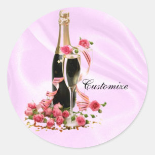 Champagne & Roses Pink Satin Stickers
