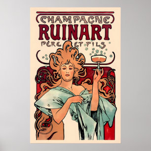 Champagne Ruinart Poster Alphonse Mucha Art