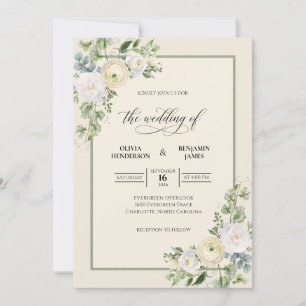 Champagne Sage Bloom Wedding Invitation