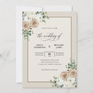 Champagne Sage Blossom Wedding Invitation
