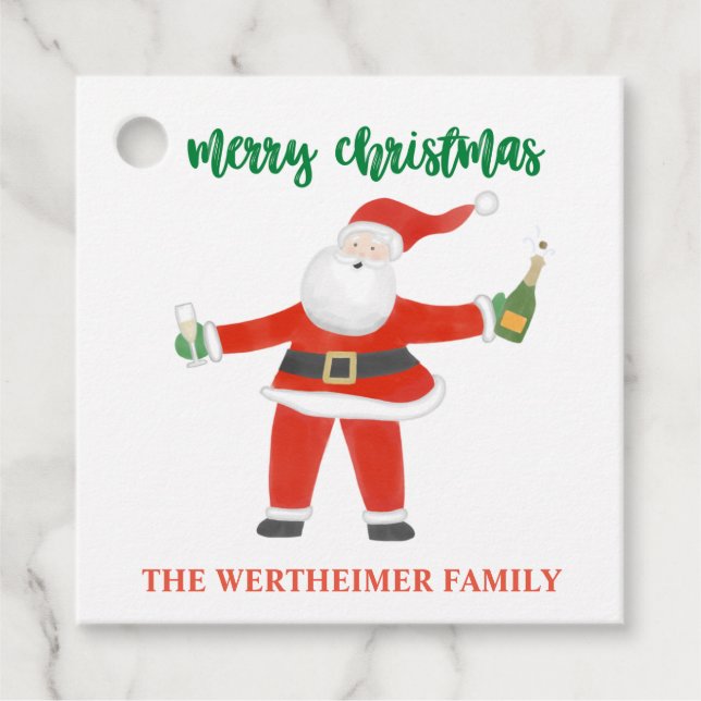Champagne Santa Gift Tag (Front)