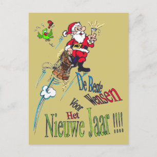 Champagne Santa Nieuwjaars Postcard