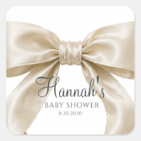 Champagne Satin Bow Baby Girl Shower