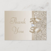 Champagne Sequins, Bow & Diamond Thank You