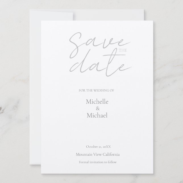 Champagne Shimmer Wedding Minimalist Modern Save The Date (Front)
