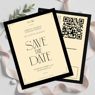 Champagne Silk Cream Art deco Save The Date  Postcard