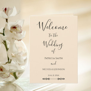 Champagne Simple Stylised Wedding Programme