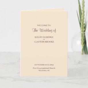 Champagne Simple Wedding Folded Program Programme