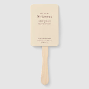 Champagne Simple Wedding Program Hand Fan