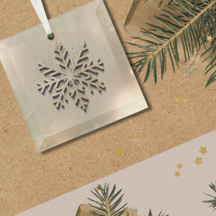 Champagne Snowflake Glass Ornament