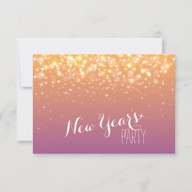 Champagne sparkling bubbles New Years Party invite (Front)