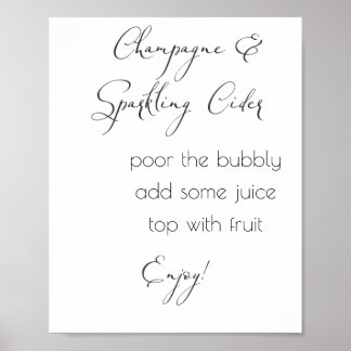 Champagne & Sparkling Cider- minimal wedding  Poster
