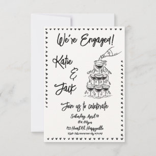 Champagne Stack Engagement Invitation