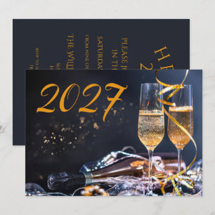 Champagne & Streamers New Years Eve Party Invitation