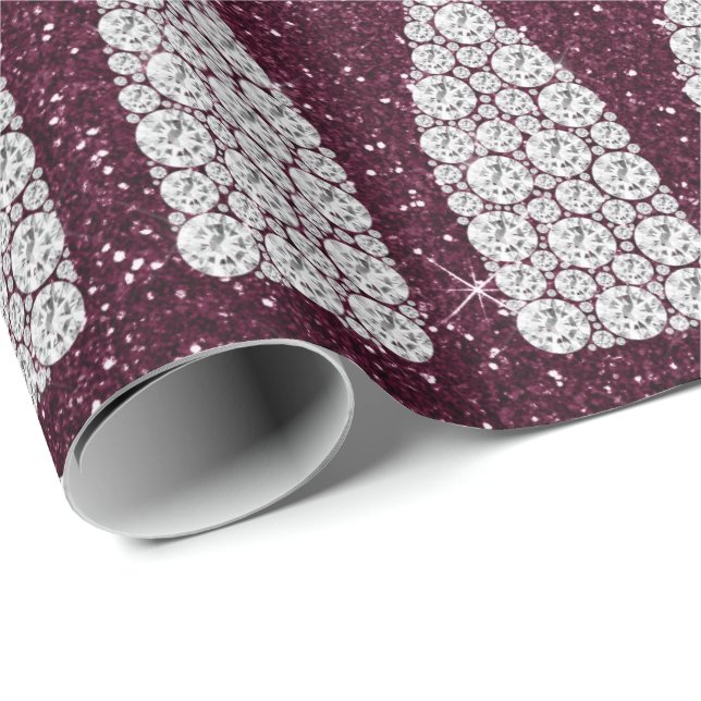 Champagne Swarovski Crystals Diamond Bottle Burgun Wrapping Paper (Roll Corner)