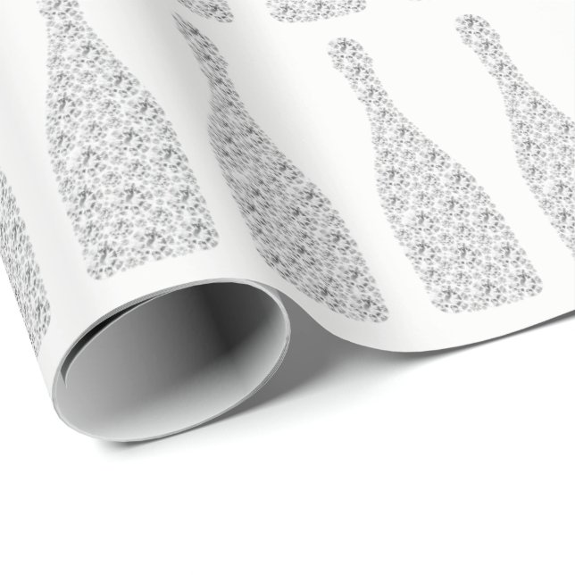 Champagne Swarovski Crystals Diamond Bottles White Wrapping Paper (Roll Corner)