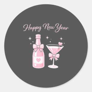 Champagne Swea Martini Coquette Happy New Year Par Classic Round Sticker