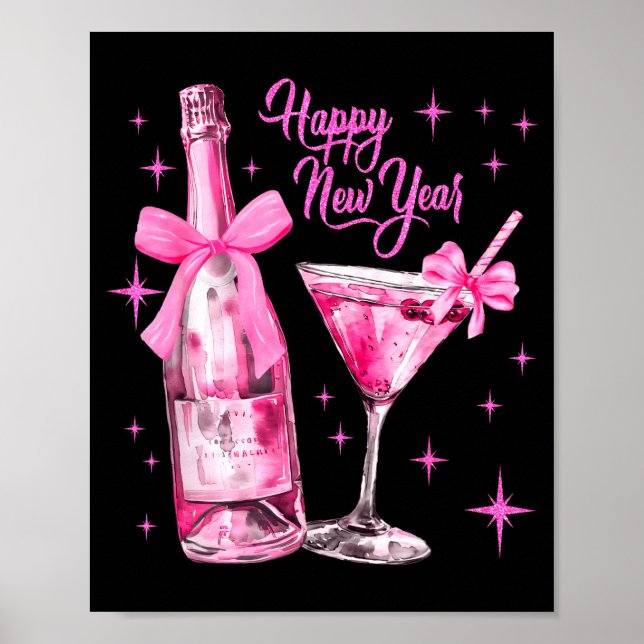 Champagne Swea Martini Coquette Happy New Year Par Poster (Front)