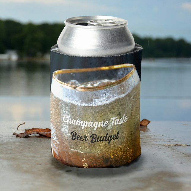 Champagne Taste Beer Budget Fun Frosted Glass Can Cooler (Creator Uploaded)
