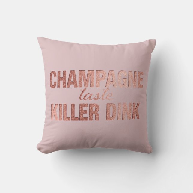 Champagne Taste Killer Dink | Rose Pink Pickleball Cushion (Front)