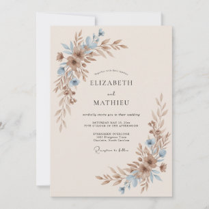 Champagne Taupe Leafy Wedding Invitation