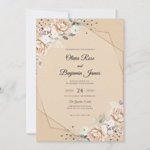 Champagne Taupe Rose Wedding Invitation