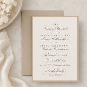 Champagne Taupe Wedding Rehearsal Invitation