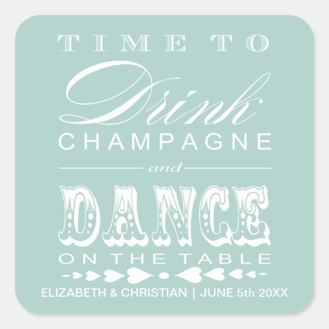 Champagne Theatre Bill Wedding Favour Sticker (Front)