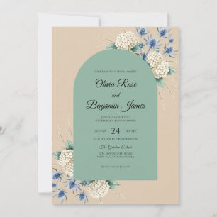 Champagne Thistle Eucalyptus Wedding Invitation