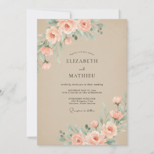 Champagne Timeless Romantic Wedding Invitation