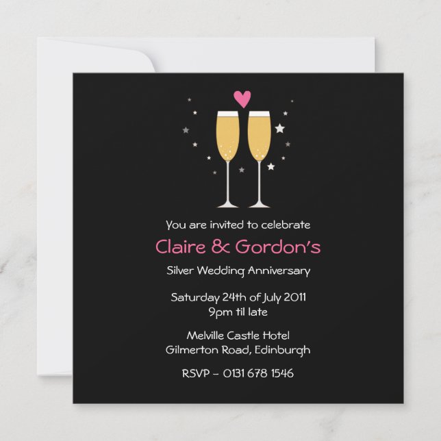 Champagne Toast Anniversary Party Invitation (Front)