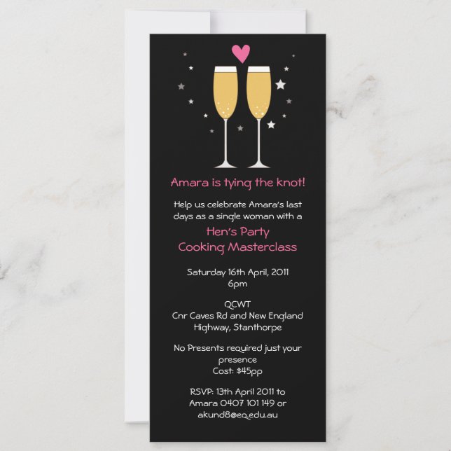 Champagne Toast Bachelorette Party Invitation (Front)