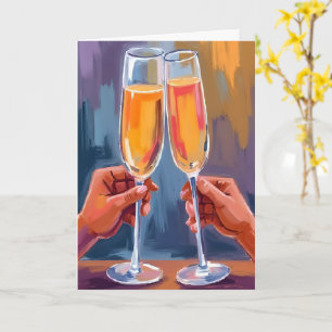 Champagne Toast   Celebratory Watercolor Painting Card