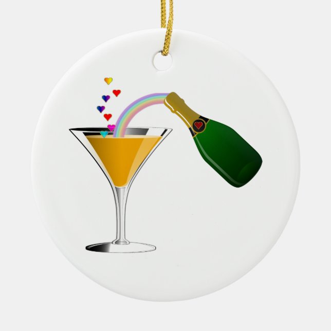 Champagne Toast Ceramic Tree Decoration (Front)