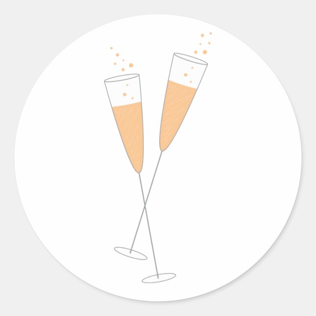 Champagne Toast Classic Round Sticker (Front)
