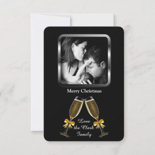 Champagne Toast Elegant Custom Photo Invitation