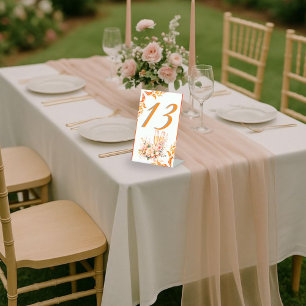 Champagne Toast Floral Bridal Shower Table Number Pedestal Sign