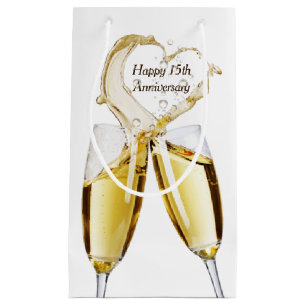 Champagne Toast for 15th Anniversary Small Gift Bag