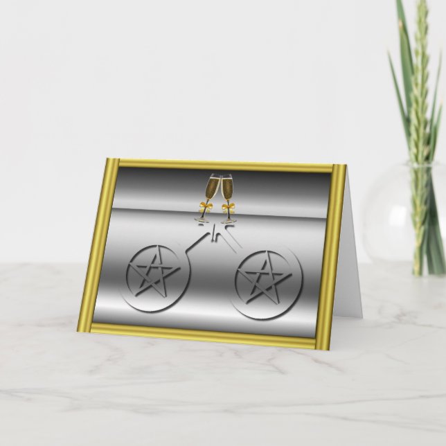 Champagne Toast Gay Male Wiccan Engagement Card (Front)
