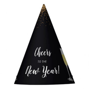 Champagne Toast Glitter New Year's Eve Party Hat