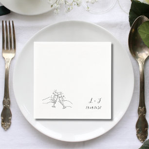 Champagne Toast Monogram Personalised Wedding Napkin