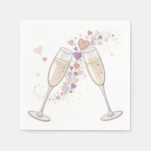 Champagne Toast Napkins - Hearts and Bubbles