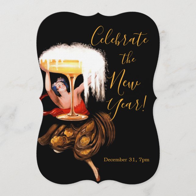 Champagne Toast New Year  Invitation (Front)
